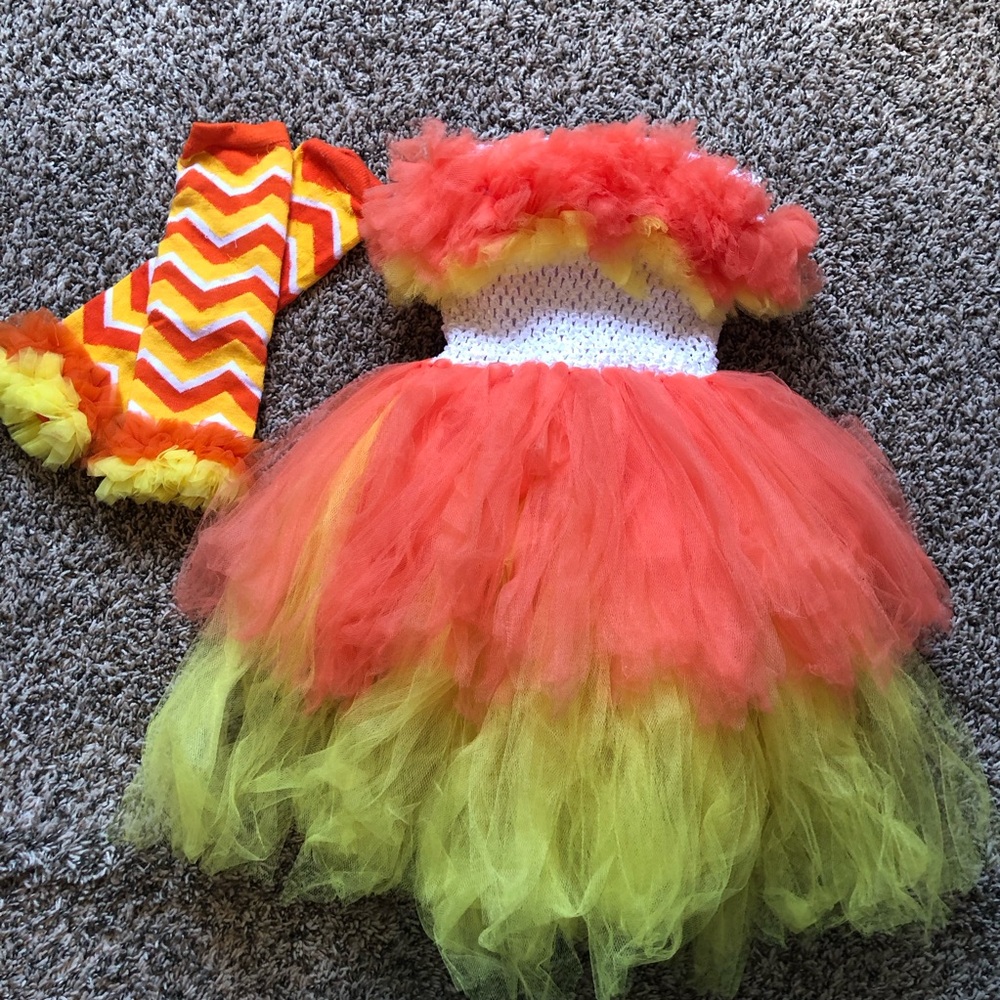 Tulle Tutu Dress Toddle Halloween Candy Corn Pumpkin